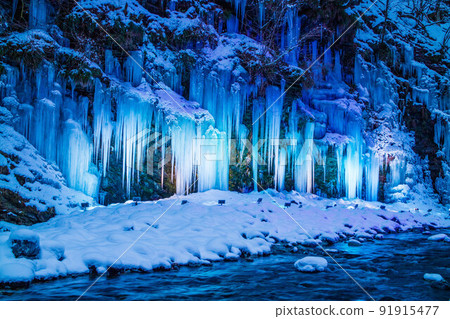 Saitama Okuchichibu Winter Natural Art Icicles of Mischief Illuminated 91915477