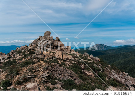 Mountain landscape. View from Mount Pidan. Livadia mountain peak. Russia. Vladivostok 91916654
