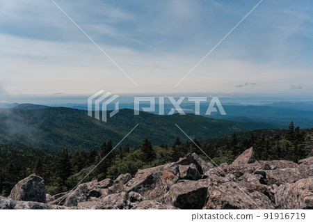 Mountain landscape. View from Mount Pidan. Livadia mountain peak. Russia. Vladivostok. High quality photo 91916719