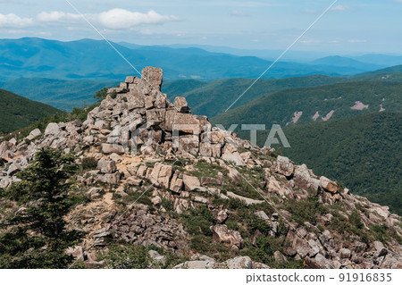 Mountain landscape. View from Mount Pidan. Livadia mountain peak. Russia. Vladivostok 91916835