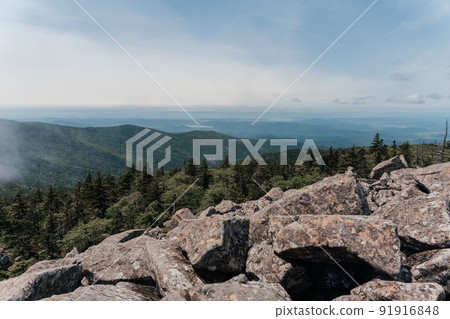 Mountain landscape. View from Mount Pidan. Livadia mountain peak. Russia. Vladivostok 91916848