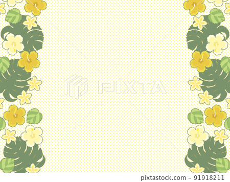 芙蓉和龜背竹框架，大地色調 91918211