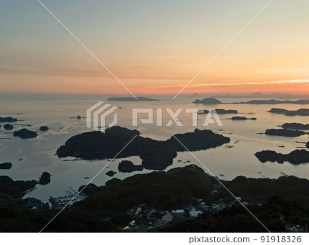 Aerial view of Kujukushima from the sky above Ishidake Observatory Park 91918326