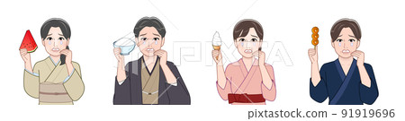 和服的4個男人和女人 和服的4個男人和女人 91919696