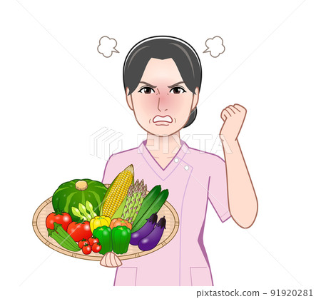 夏季蔬菜的女性 91920281