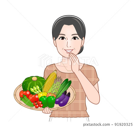 Female with summer vegetables Female with summer vegetables 91920325
