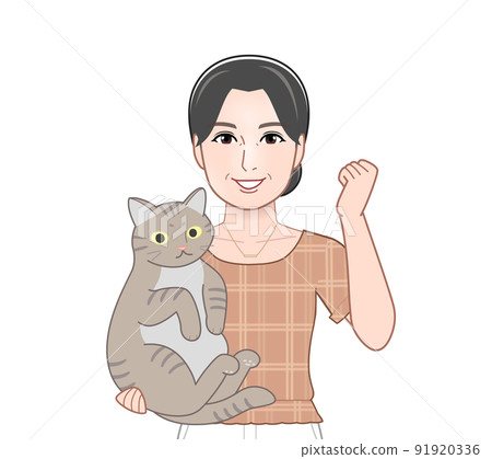 抱著貓的女人 抱著貓的女人 91920336