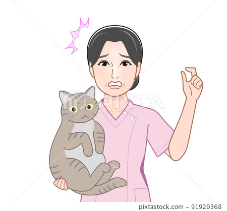 抱著貓的女人 91920368