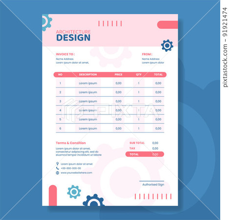 Architect or Engineer Invoice Template Flat Stock Illustration Architect or Engineer Invoice Template Flat Stock Illustration