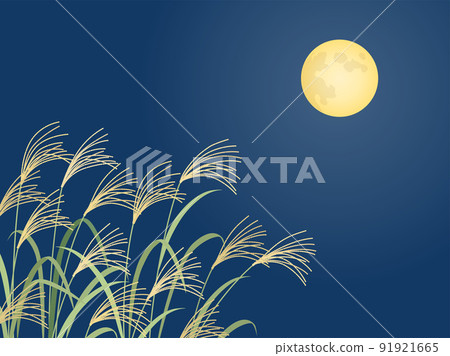 日本蒲葦和滿月_landscape_background 91921665