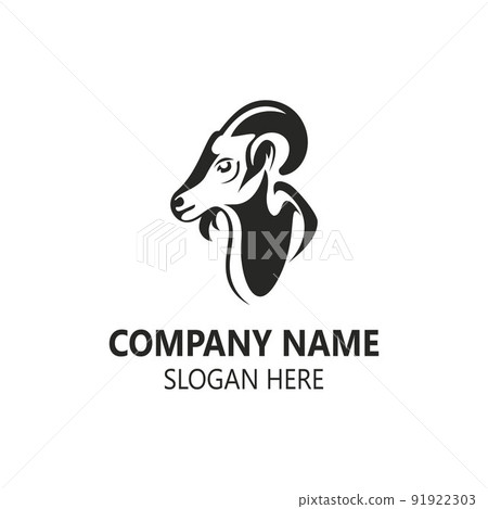 Goat animal logo head design template illustration 91922303