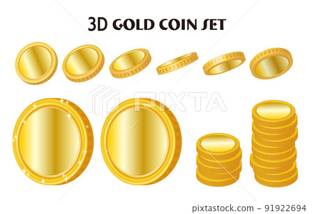 Illustration set of three-dimensional golden coins Illustration set of three-dimensional golden coins 91922694