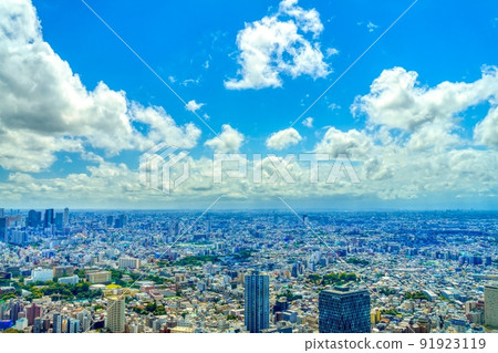 Summer sky in the big city of Tokyo 91923119