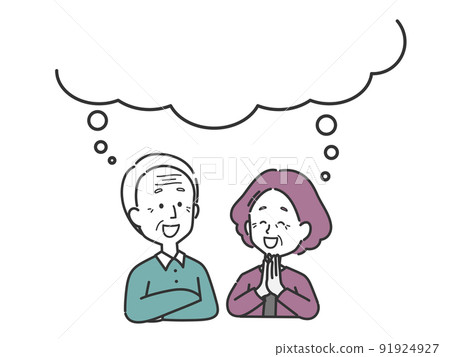 愉快地思考的年長夫婦 91924927