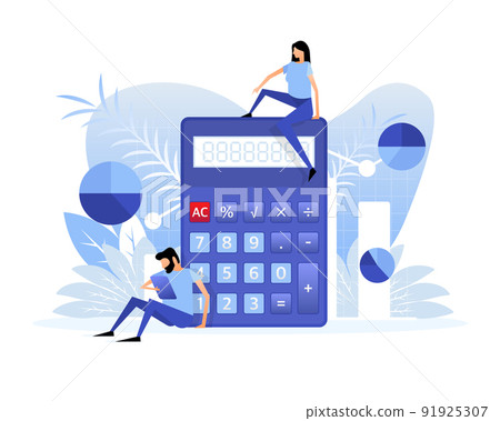 Modern calculator with people, great design for any purposes 91925307