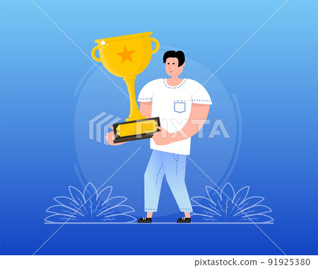 Blue advertising. Best quality. Advertising with blue winner people Blue advertising. Best quality. Advertising with blue winner people 91925380