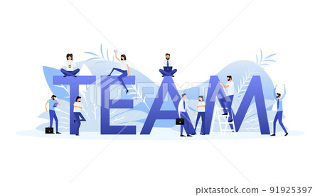Teamwork business success. Cartoon people vector illustration. Flat vector illustration character Teamwork business success. Cartoon people vector illustration. Flat vector illustration character 91925397