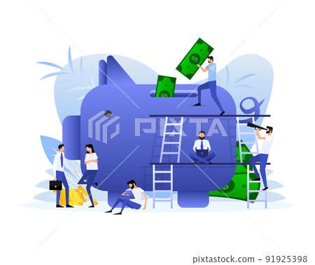 Save money piggy with flat people. Vector illustration background Save money piggy with flat people. Vector illustration background 91925398