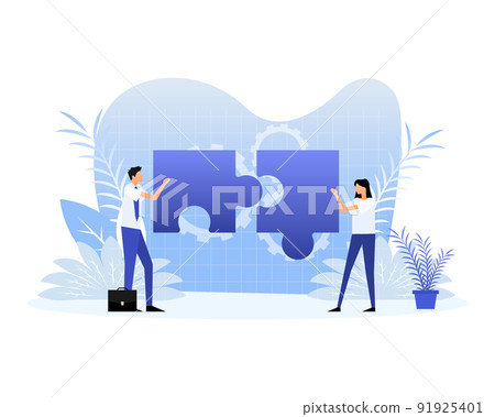 Puzzle people, great design for any purposes. Isometric vector illustration 91925401
