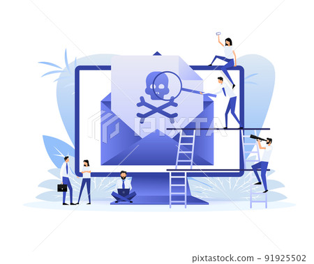 Virus message in flat style. Vector design. Flat style characters. Vector graphic. Virus message in flat style. Vector design. Flat style characters. Vector graphic. 91925502
