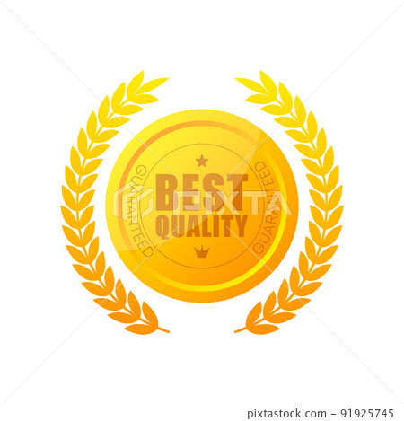 Golden Best quality badge, label. Sale offer price sign. Vector illustration. 91925745