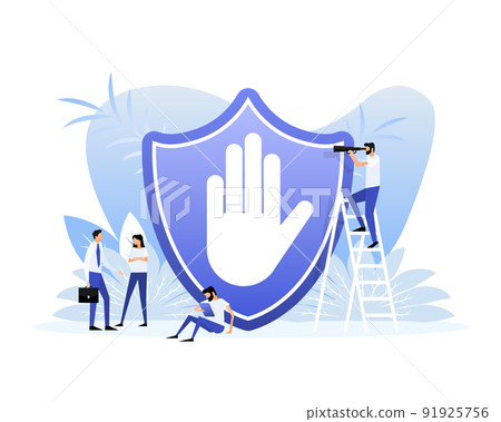 Red stop signs. Hand, rectangle,mark. Flat style characters. Stop symbols in circles, warning, dangerous Red stop signs. Hand, rectangle,mark. Flat style characters. Stop symbols in circles, warning, dangerous 91925756