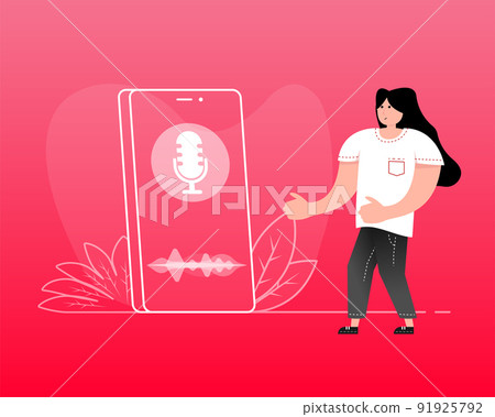 Cartoon illustration with podcast people for concept design. Social media concept. Vector drawing 91925792
