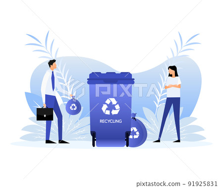 Different colored recycle waste bins vector illustration, Waste types segregation recycling. Different colored recycle waste bins vector illustration, Waste types segregation recycling. 91925831