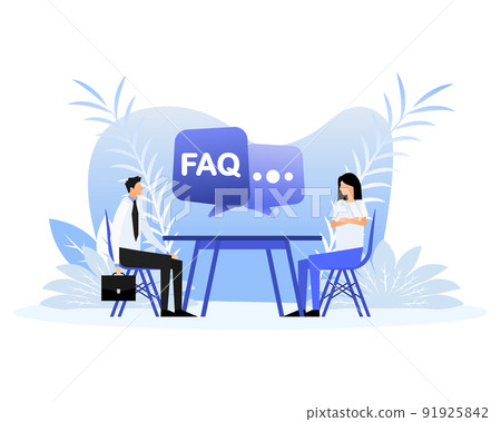 Faq people in flat style. Faq, support, help concept. Modern vector illustration Faq people in flat style. Faq, support, help concept. Modern vector illustration 91925842