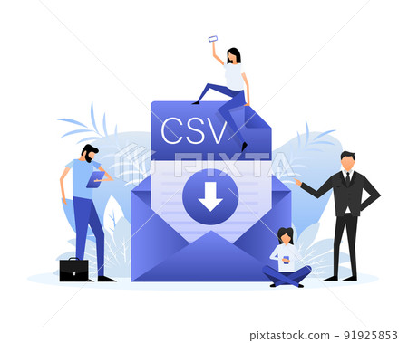 Download csv file. Group of people with csv document. Isometric vector. Icon vector 91925853