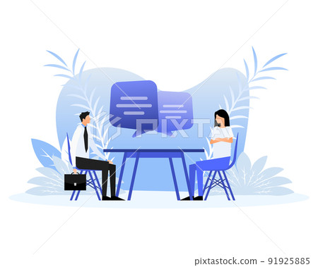 Colloquy in flat style illustration with people. Cartoon flat vector illustration Colloquy in flat style illustration with people. Cartoon flat vector illustration 91925885