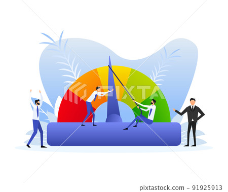 Detailed illustration of a credit score meter with people Detailed illustration of a credit score meter with people 91925913