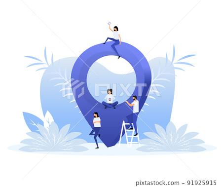 Flat pin location people for concept design. Vector logo illustration 91925915