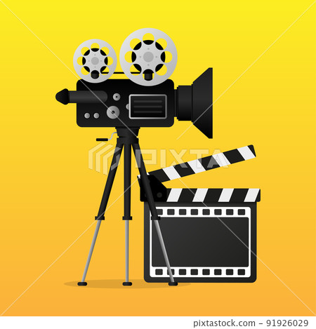 Movie projector, Retro cinema. Cinematography festival. Movie time. Vector illustration. 91926029