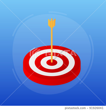 Target in flat style on blue background. Illustration vector flat. Target customer concept 91926041