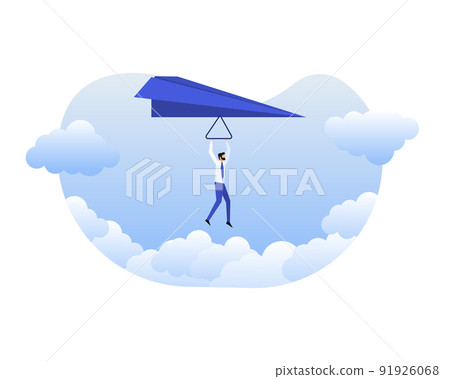 Businessman up with paper plane. Creativity and inspiration to achieve. Businessman up with paper plane. Creativity and inspiration to achieve. 91926068