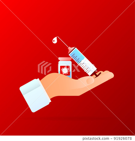 Virus protection. Virus germs. Security shield. Immune system. People vaccination. Vector illustration. 91926078