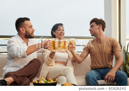 Friends Celebrating Something in Rooftop Bar Friends Celebrating Something in Rooftop Bar 91926243