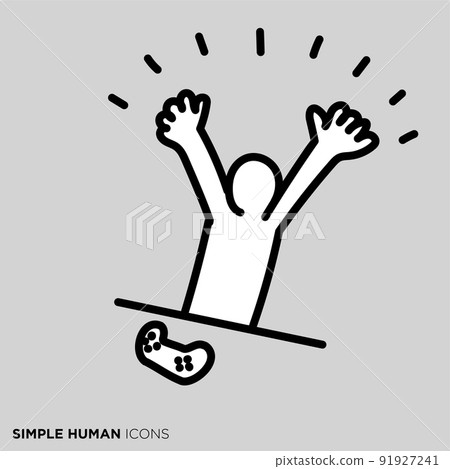 Pose illustration of a simple person "People who rejoice in TV games" 91927241