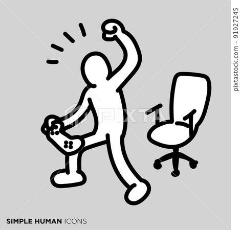 A simple person pose illustration "People who enjoy TV games" 91927245