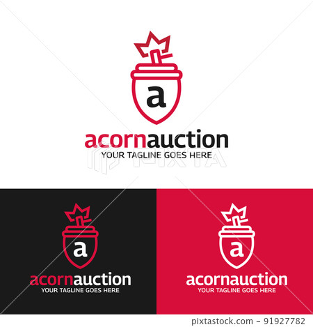Acorn Auction Shield Logo Design Template 91927782