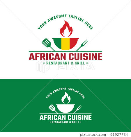 Retro African Senegal Cuisine Grill Barbeque Badge Logo Design Template 91927784