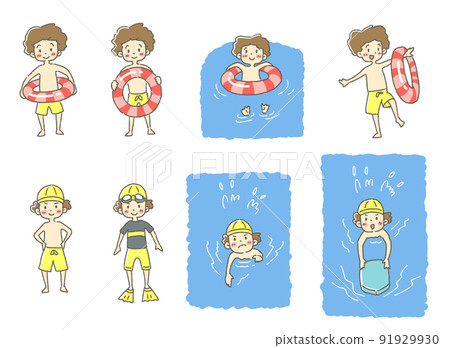 Summer pool boy illustration Summer pool boy illustration 91929930