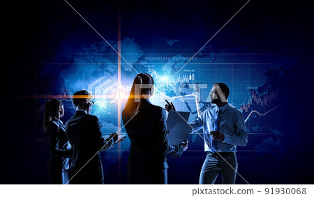 Group of business people outlines with lit background Group of business people outlines with lit background 91930068