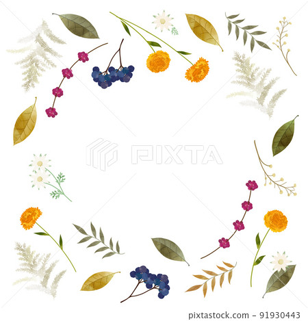 秋天的花朵水彩背景插圖 91930443