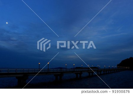 Night view of Takeshima, Gamagori 91930876