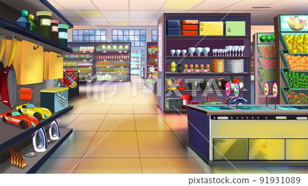 Supermarket interior illustration 91931089