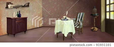 Room interior in retro style 91931101