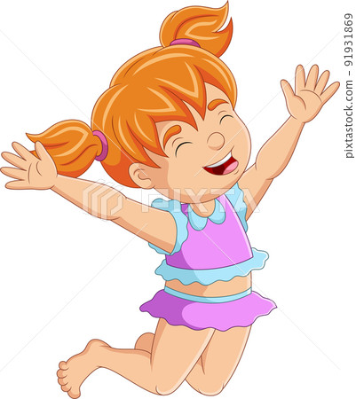 Cute little girl cartoon jumping Cute little girl cartoon jumping 91931869