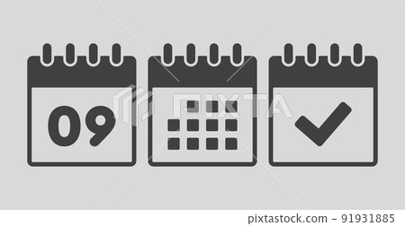 Vector icon page calendar number 9, agenda, done - Stock Illustration ...